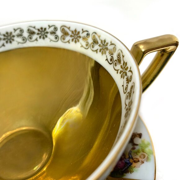 JKW Bavaria West Germany Porcelain Cup & Saucer Love Story Pattern Vintage 1950s - Picture 5 of 14